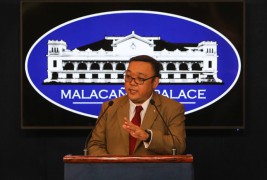 Newly-appointed Presidential Spokesperson Harry Roque conducts his first briefing in Malacanang Palace on Thursday. Photo by Jansen Romero