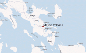 Filipíny a lokace sopky Mayon